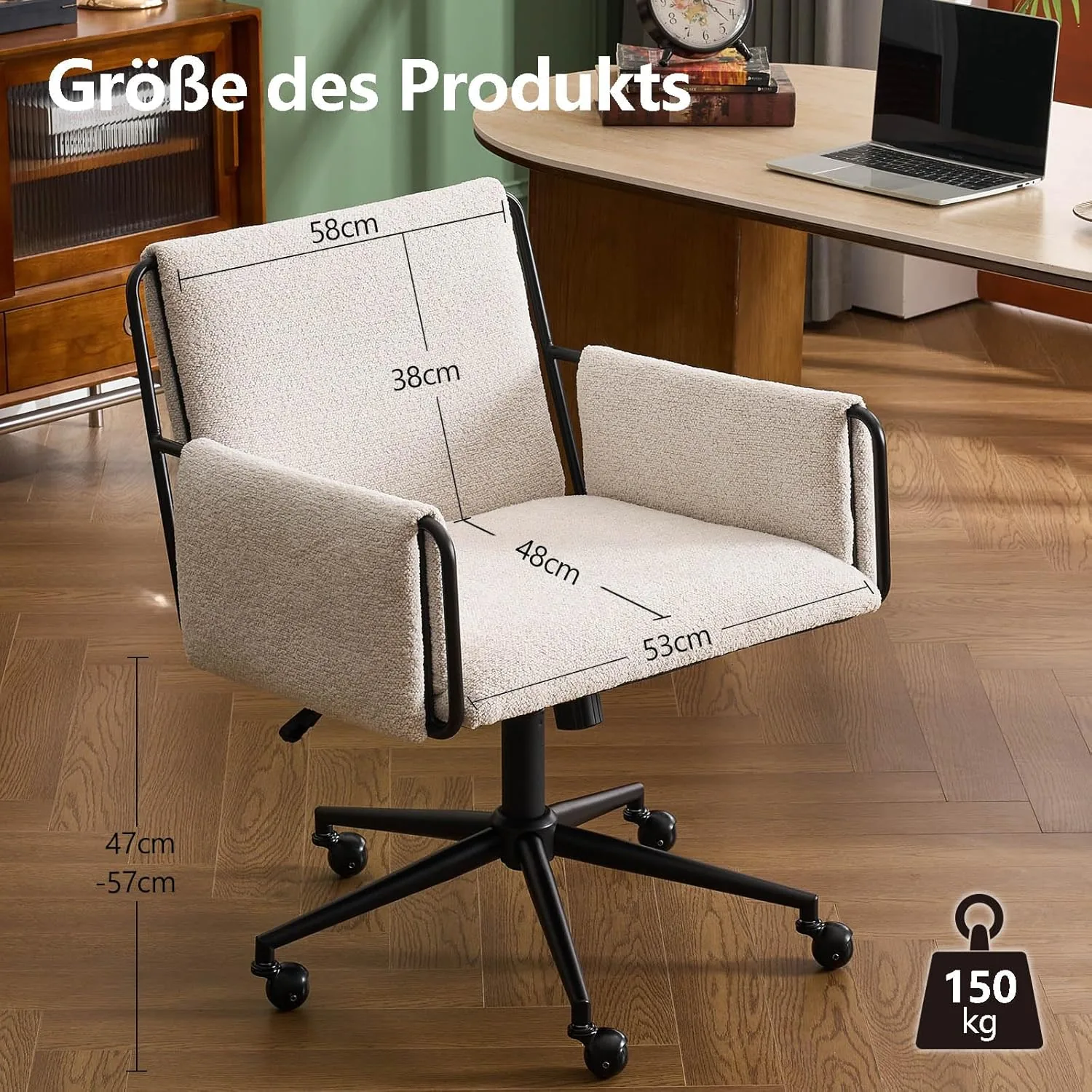 YOUTASTE Model 1239 - Luxury Bouclé Wide Office Chair
