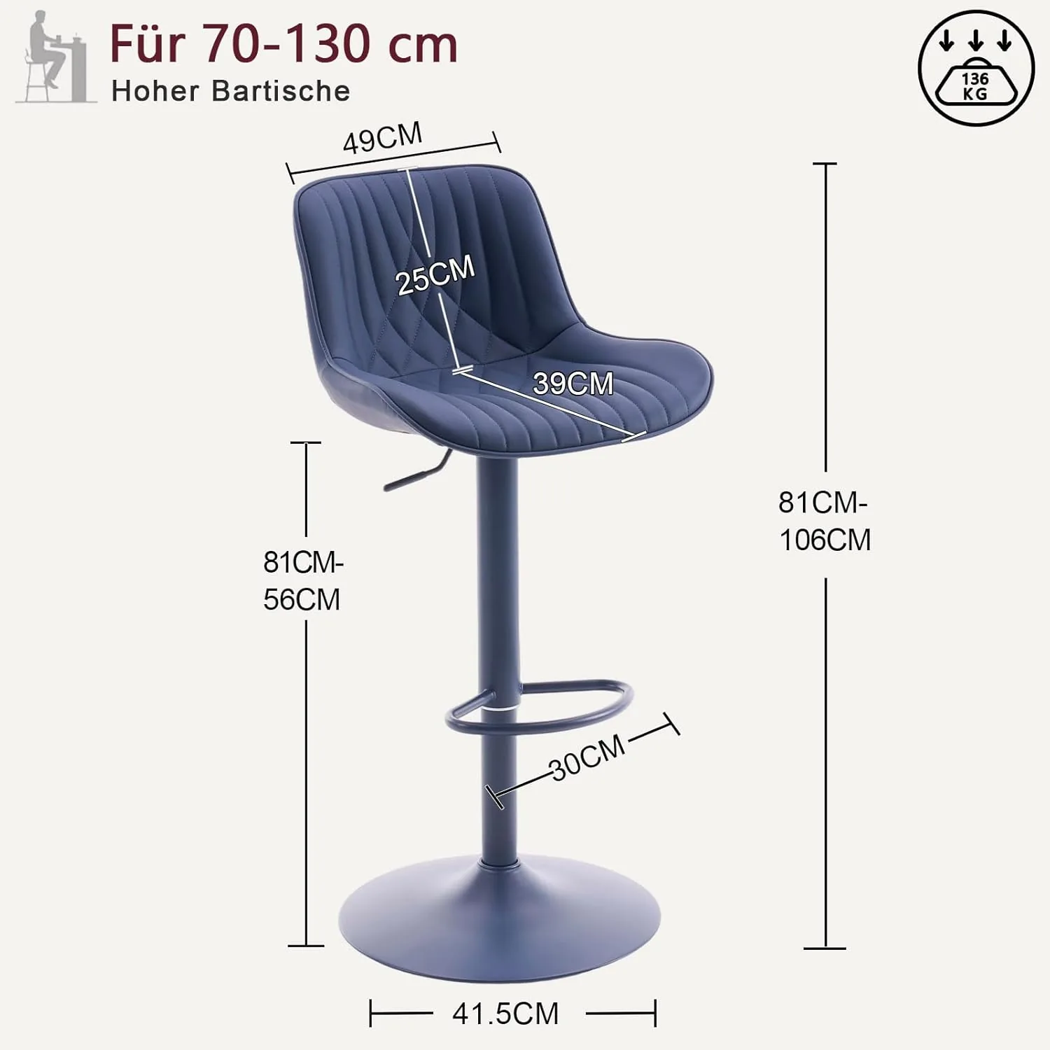 YOUTASTE Model 1925 - Fishtail Ergonomic Bar Stool