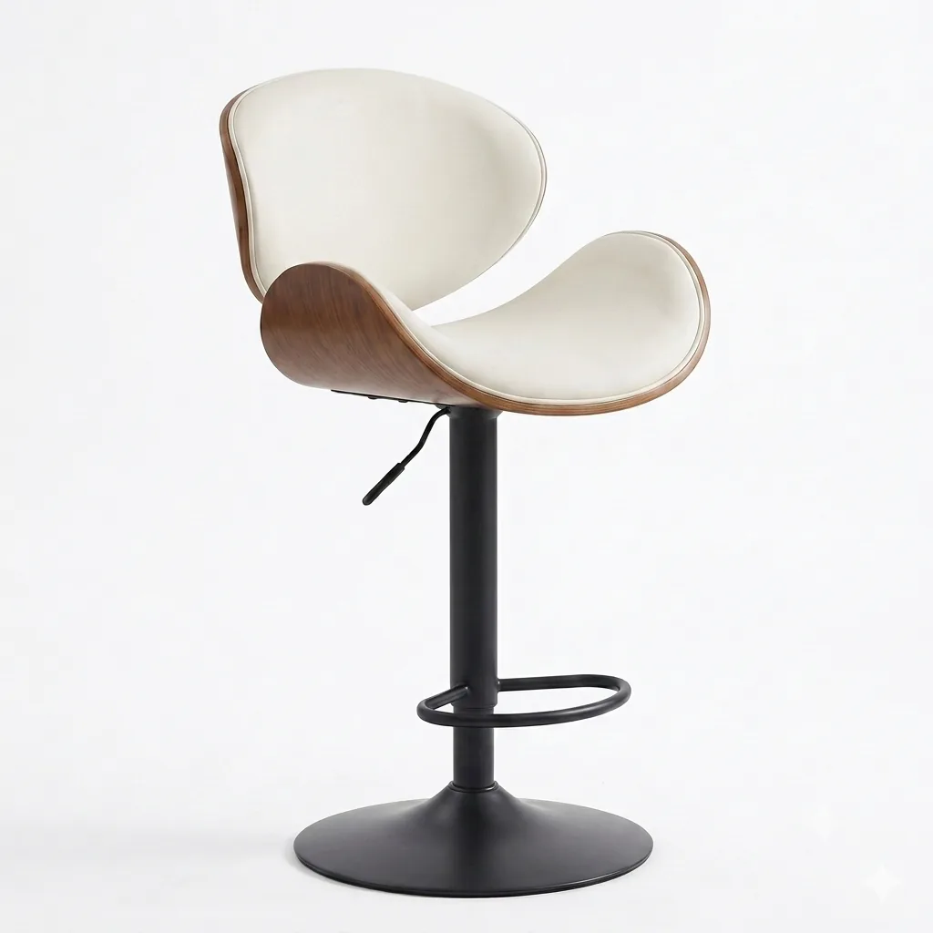 YOUTASTE Model 2411 - Mid-Century Modern Wood Bar Stool